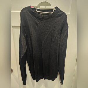 Kilburne & Finch Black Lightweight Sweater Women’s L Rayon Cotton Cable Knit